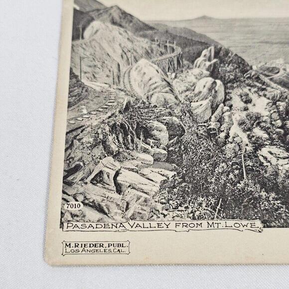 Antique Early 1900s Post Card View From Mount Lowe Of Pasadena Valley - Picture 2 of 3